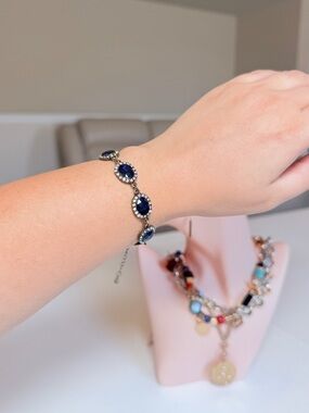 Delicate Navy Blue Crystal Tennis Bracelet